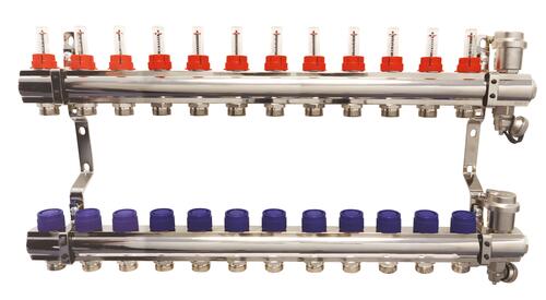 Collecteur PCBT 12 départs en laiton chromé - SOMATHERM